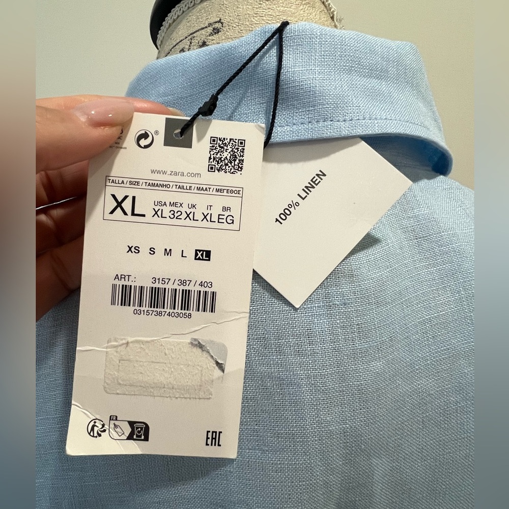 Zara Blue Linen button up - Picture 8 of 8